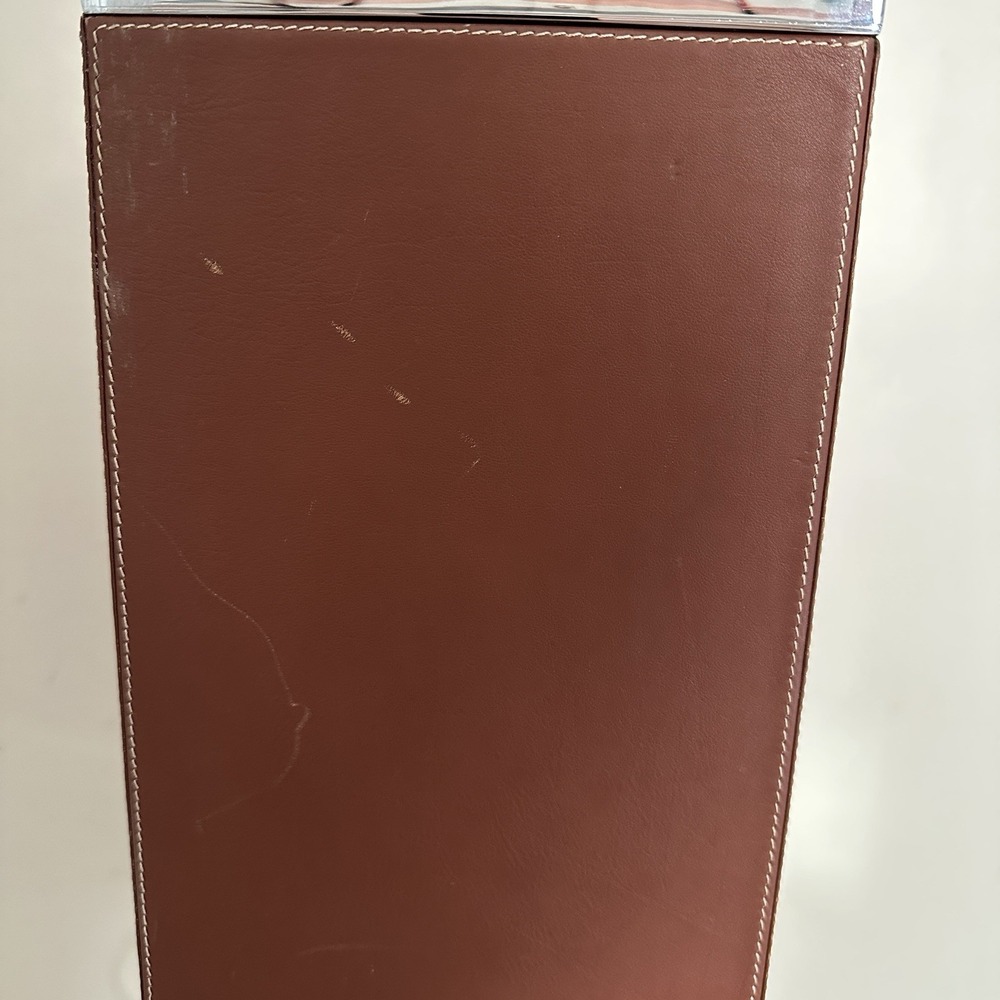 Rare Ralph Lauren Leather Table Desk Lamp Chrome Vintage Brown Square Rectangle - Picture 5 of 13